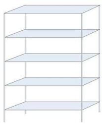Schulte Design Taranis fém polcállvány, alapkivitel, 200 x 130 x 40 cm, 1 460 kg, 5 polccal, ezüst