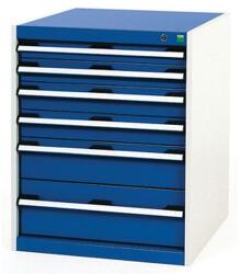 bott Műhely fiókos szekrény Bott Cubio, 80 x 65 x 75 cm, 6 fiókos, szürke-kék