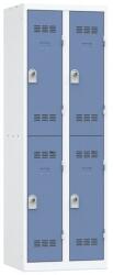 Vinco hegesztett öltözőszekrény, 2 oszlopban 4 rekesszel, 300 mm, forgóretesszel, szürke/kék