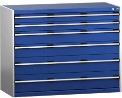 bott Műhely fiókos szekrény Bott Cubio 200, 100 x 130 x 65 cm, 6 fiókos, szürke-kék