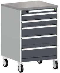 bott Cubio mobil komód, 99 x 65 x 65 cm, 5 fiókos, linóleum, szürke-antracit
