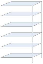 Schulte Design Taranis fém polcállvány, hozzáépíthető, 250 x 130 x 50 cm, 660 kg, 6 polccal, ezüst