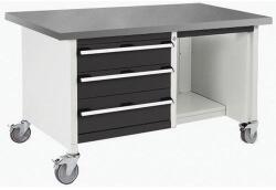 bott Mobil műhelyasztal Bott Cubio Tároló, 84 x 150 x 75 cm, 3 fiók, polcok, linóleum, szürke-antracit