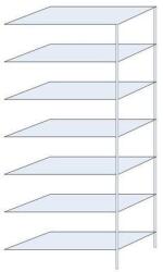 Schulte Design Ogmios fém polcállvány, hozzáépíthető, 300 x 130 x 60 cm, 2300 kg, 7 polc, 250 kg/polc, horganyzott