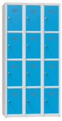 Polak Fém szekrény, 12 doboz, 1850 x 900 x 500 mm, szürke/kék