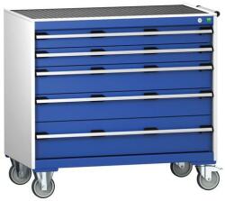 bott Cubio mobil fiókos szekrény, 98, 5 x 105 x 65 cm, 5 fiókos, matt, szürke-kék