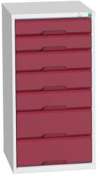 bott Műhely fiókos szekrény Bott Verso, 100 x 52, 5 x 55 cm, 7 fiókos, szürke-piros