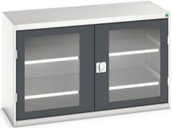 bott Műhelyszekrény átlátszó ajtókkal Bott Verso, 80 x 130 x 55 cm, 2 polccal, szürke-antracit