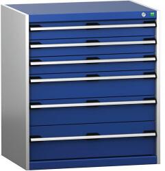 bott Műhely fiókos szekrény Bott Cubio 200, 90 x 80 x 65 cm, 6 fiókos, szürke-kék