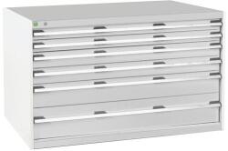 bott Műhely fiókos szekrény Bott Cubio, 80 x 130 x 75 cm, 6 fiókos, szürke-szürke