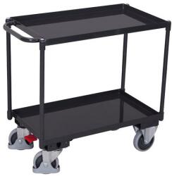 Variofit Polcos kocsi fogantyúval, 400 kg-ig, 2 polc emelt élekkel, 91 x 98, 5 x 50 cm, szürke