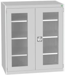 bott Műhelyszekrény átlátszó ajtókkal Bott Cubio, 120 x 105 x 65 cm, 3 polccal, szürke-szürke
