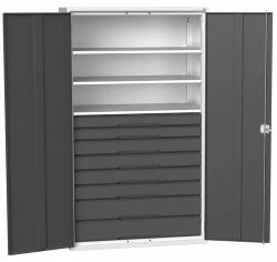 bott Műhelyszekrény fiókos Bott Verso, 200 x 130 x 55 cm, 3 polc, 8 fiók, szürke-antracit