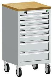 bott Cubio mobil fiókos szekrény, 99 x 52, 5 x 52, 5 cm, 7 fiókos, multiplex, szürke-szürke