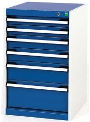 bott Műhely fiókos szekrény Bott Cubio, 80 x 52, 5 x 52, 5 cm, 6 fiókos, szürke-kék
