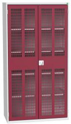 bott Műhelyszekrény polcokkal Bott Verso, drótajtó, 4 polc, 200 x 105 x 55 cm, szürke-piros