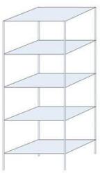 Schulte Design Ogmios fém polcállvány, alapkivitel, 200 x 75 x 50 cm, 1300 kg, 5 polc, 250 kg/polc, horganyzott
