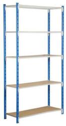 Manorga Velez fém polcállvány, alapkivitel, 200 x 100 x 50 cm, 1500 kg, 5 polc, kék