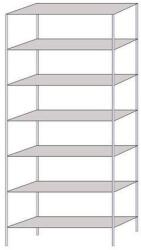 Schulte Design Hathor fém polcállvány, alapkivitel, 230 x 100 x 30 cm, 1 100 kg, 7 polc, világosszürke