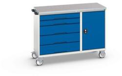 bott Karbantartó fiókos kocsi Bott Verso, 98 x 130 x 60 cm, 5 fiókos, szekrény, linóleum, szürke-kék