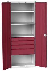 bott Fiókos műhelyszekrény Bott Verso, 200 x 80 x 55 cm, 3 polc, 4 fiók, szürke-piros