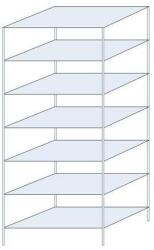 Schulte Design Ogmios fém polcállvány, alapkivitel, 300 x 130 x 80 cm, 2300 kg, 7 polc, 150 kg/polc, horganyzott