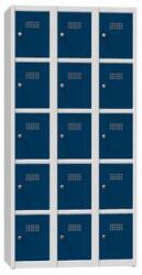 Polak Fém szekrény, 15 doboz, 1850 x 900 x 500 mm, szürke/sötétkék
