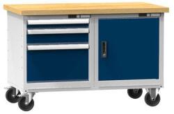 POLAK Mobil műhelyasztal PPS-5M, 1200 x 700 x 810 mm, MULTIPLEX, szürke-sötétkék