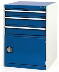 bott Műhely fiókos szekrény Bott Cubio, 90 x 65 x 75 cm, 3 fiók, 1 szekrény, szürke-kék