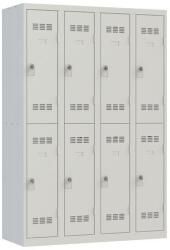 Vinco hegesztett öltözőszekrény, 4 oszlopban 8 rekesszel, 300 mm, forgóretesszel, szürke/szürke