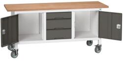 bott Verso Storage mobil műhelyasztal, 175 x 60 x 83 cm, multiplex, 3 fiók, 2 szekrény, szürke-antracit