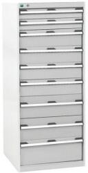 bott Műhely fiókos szekrény Bott Cubio, 160 x 65 x 65 cm, 9 fiókos, szürke-szürke