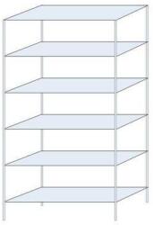 Schulte Design Ogmios fém polcállvány, alapkivitel, 250 x 130 x 50 cm, 1700 kg, 6 polc, 150 kg/polc, horganyzott