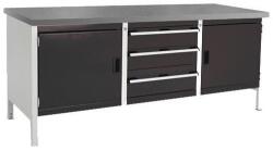 bott Műhelyasztal Bott Cubio Tároló, 84 x 200 x 75 cm, 2 szekrény, 3 fiók, linóleum, szürke-antracit