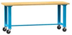 POLAK Mobil műhelyasztal, 88 x 200 x 80 cm, bükk/kék