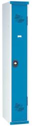Acial szerelt öltözőszekrény, 1 rekeszes, 300 mm, forgóretesszel, szürke/kék