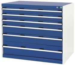 bott Műhely fiókos szekrény Bott Cubio, 90 x 105 x 75 cm, 6 fiókos, szürke-kék
