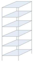 Schulte Design Taranis fém polcállvány, alapkivitel, 250 x 75 x 80 cm, 1 960 kg, 6 polccal, ezüst