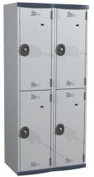 Acial hegesztett öltözőszekrény, 2 oszlopban 4 rekesszel, 400 mm, hengerzárral, szürke/szürke