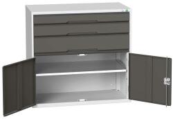bott Műhely fiókos szekrény Bott Verso, 100 x 105 x 55 cm, 3 fiók, 1 szekrény, szürke-antracit