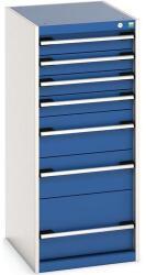 bott Műhely fiókos szekrény Bott Cubio, 120 x 52, 5 x 65 cm, 7 fiókos, szürke-kék