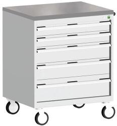 bott Cubio mobil komód, 99 x 80 x 65 cm, 5 fiókos, linóleum, szürke-szürke
