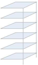 Schulte Design Hathor fém polcállvány, kétoldalú, hozzáépíthető, 200 x 75 x 60 cm, 1 400 kg, 6 polc, horganyzott
