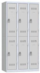 Vinco hegesztett öltözőszekrény, 3 oszlopban 6 rekesszel, 300 mm, hengerzárral, szürke/szürke