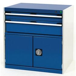 bott Műhely fiókos szekrény Bott Cubio, 80 x 80 x 75 cm, 2 fiók, 1 szekrény, szürke-kék