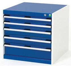 bott Műhely fiókos szekrény Bott Cubio, 60 x 65 x 75 cm, 5 fiókos, szürke-kék