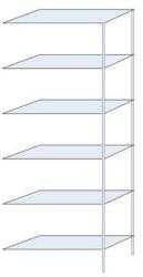 Schulte Design Hathor fém polcállvány, hozzáépíthető, 200 x 75 x 30 cm, 1 400 kg, 6 polc, horganyzott