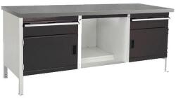 bott Műhelyasztal Bott Cubio Tároló, 84 x 200 x 75 cm, 2 szekrény, 2 fiók, polcok, linóleum, szürke-antracit