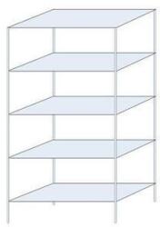 Schulte Design Taranis fém polcállvány, alapkivitel, 200 x 100 x 50 cm, 2 330 kg, 5 polccal, ezüst