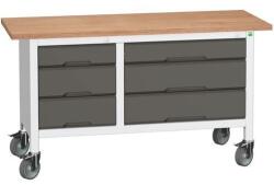 bott Mobil műhelyasztal Bott Verso Storage, 150 x 60 x 83 cm, multiplex, 3 fiókos, szürke-antracit